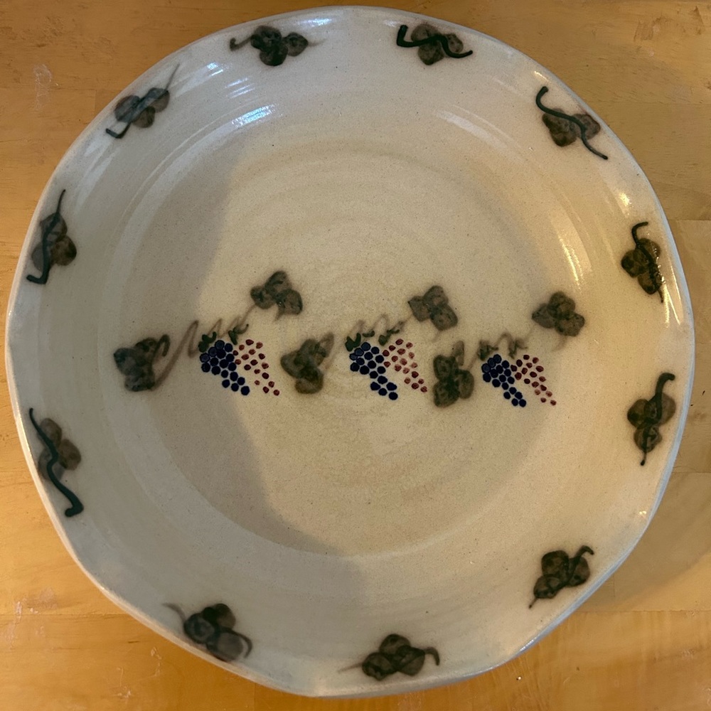 John A. Petree hand thrown and painted pie plate